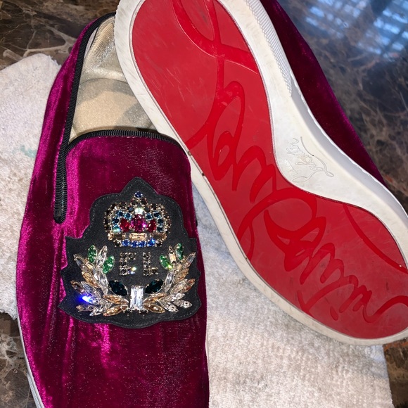 Christian Louboutin Shoes - Christian Louboutin velvet strass slip on sneakers